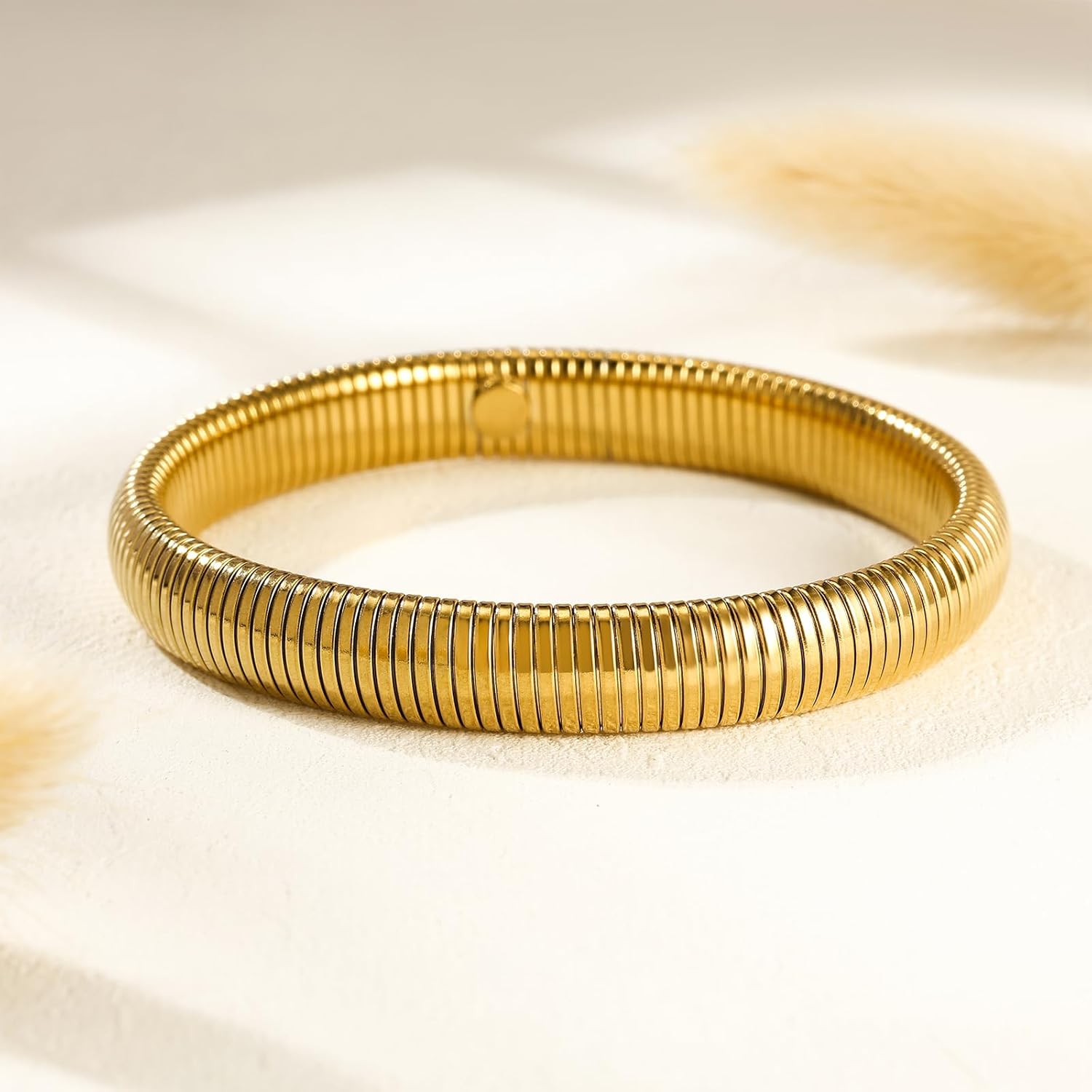 Chunky 14K Gold Plated Bracelet for Women Statement Leopard Bracelets Layered 14K Gold Plated Bangles with Cheetah Print - Image 2