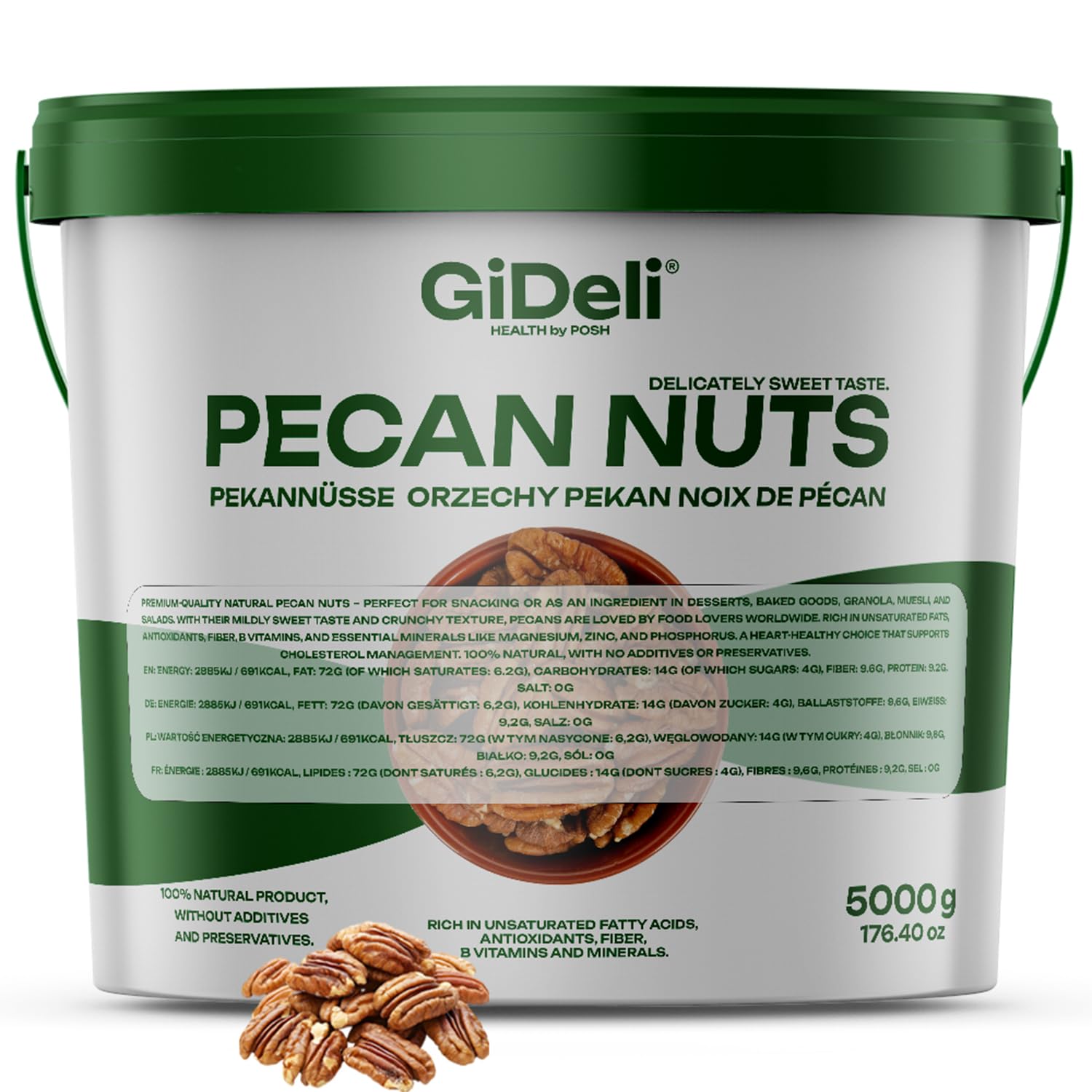 Gideli Pekannüsse Ungesalzen 5 kg im Eimer Healthy Snacks