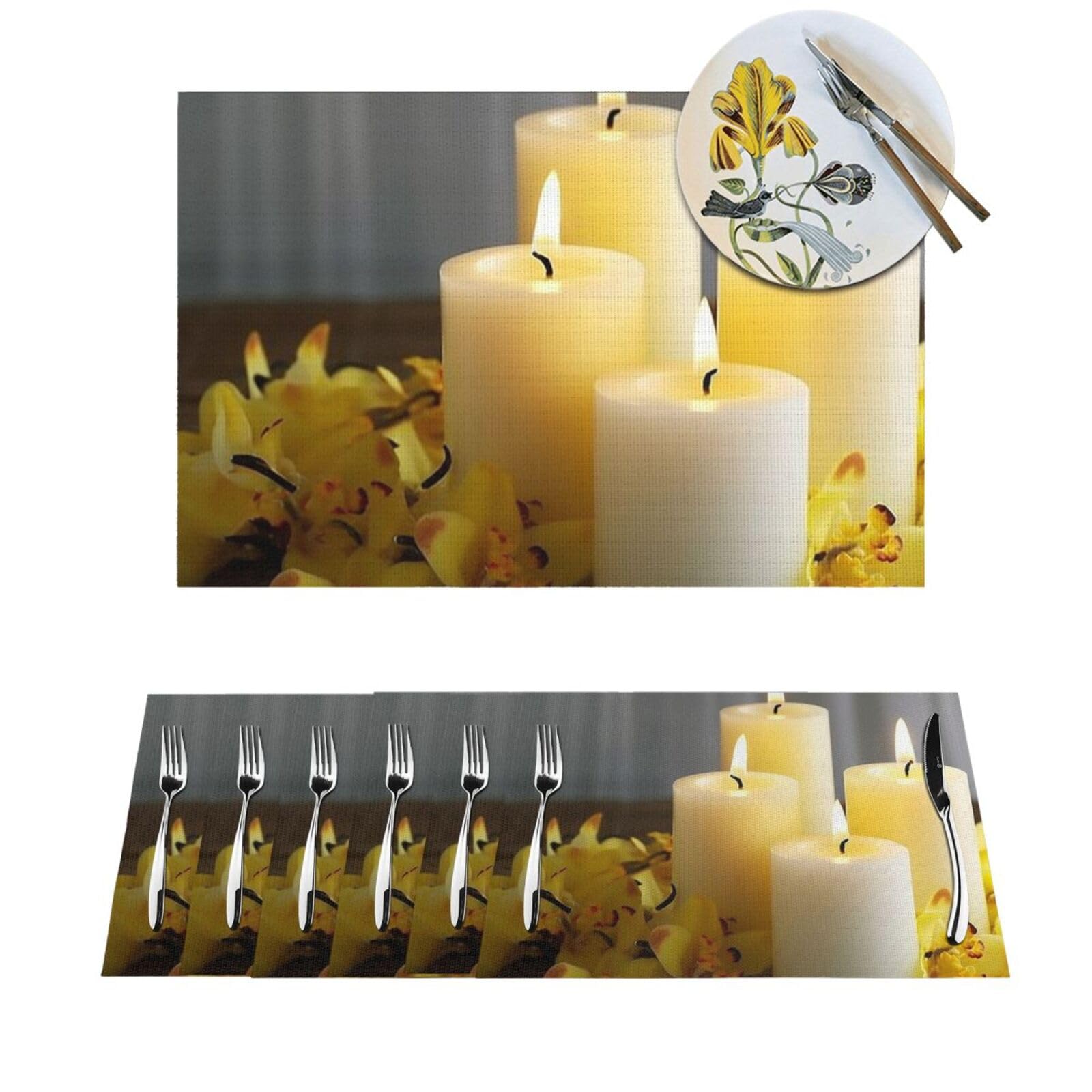 Set de table en PVC tissé jaune au design élégant et lavable