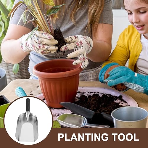 Miniatura 5 de Kisangel Pala cuadrada de acero inoxidable Pequeña Pala de mano de jardinería Pala de mano de jardín Paleta de mano de jardinería Pala de excavación