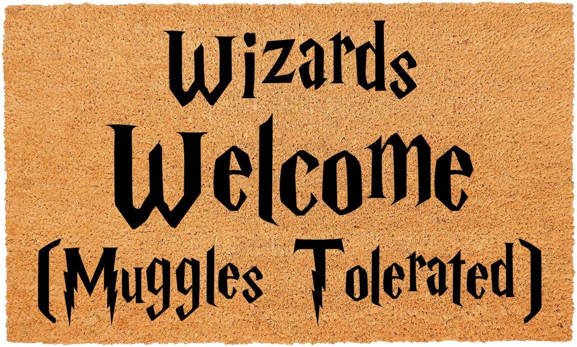 Funny Coir Doormat Wizards Welcome Front Door Mat Entryway Outdoor with Heavy Duty Front Porch Welcome Mats Easy to Clean Entry Brown Mat Medium(30x17.7)