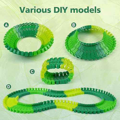 Miniatura 23 de BEMITON Pista de autos de carreras de juguetes de dinosaurios, crea una carrera de carretera mundial de dinosaurios, juego de juguetes flexibles