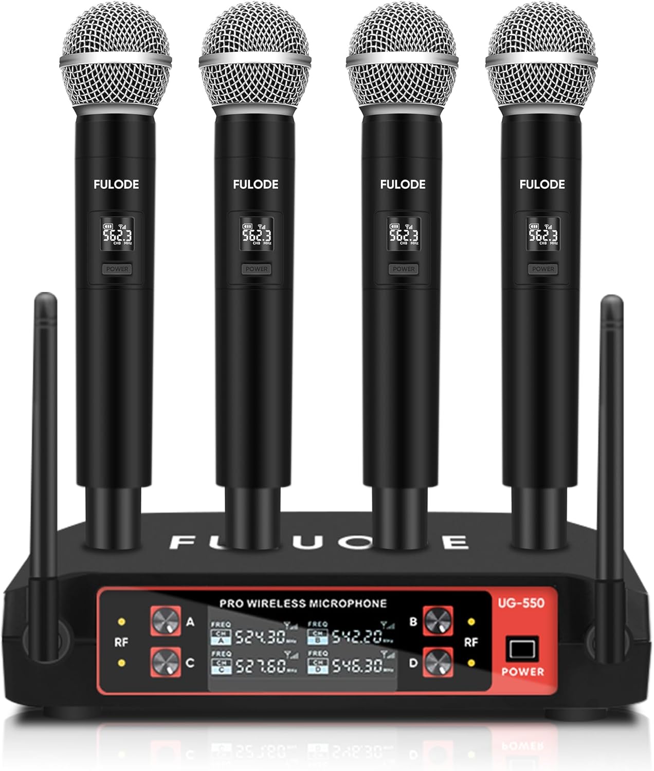 UG-550 Wireless Microphone, Professional 4 Channels Karaoke Handheld System for Home Karaoke, Meeting, Party, Church, DJ, Wedding, Home KTV Set