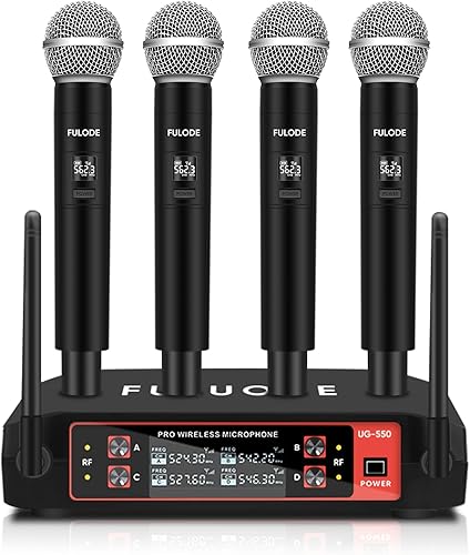 Micrófono inalámbrico UG-550, sistema de mano de karaoke profesional de 4 canales para karaoke en casa, reuniones, fiestas, iglesia, DJ, boda, juego