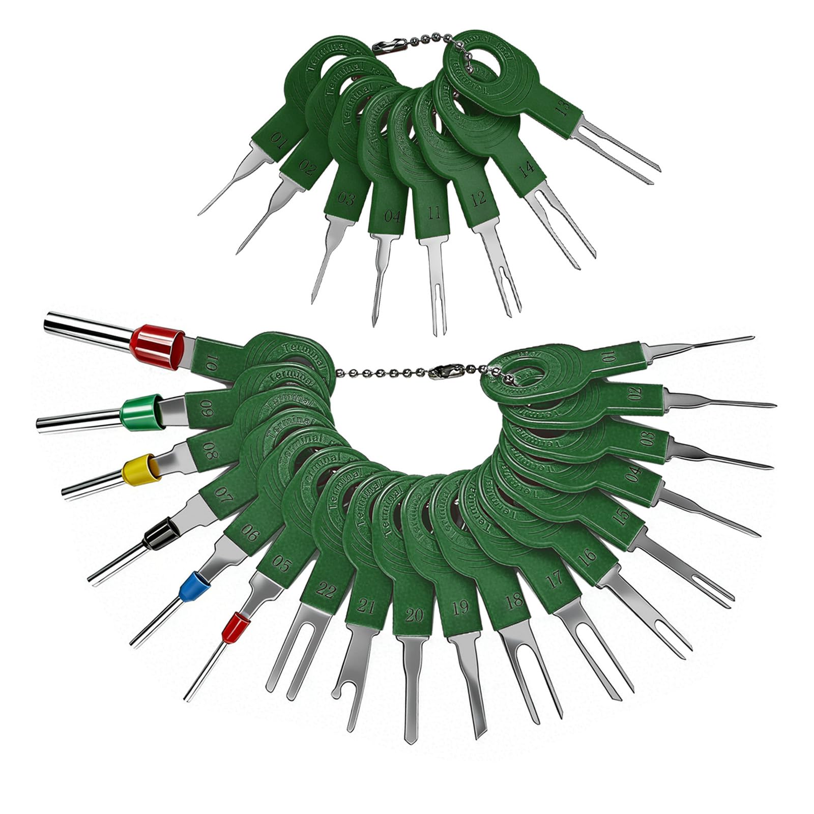 Kfwfuaee Green 26 Piece Car Electrical Terminals Tool Set Electrical Connector Pin Removal Tool Design For Smooth Pin Tasks Remover