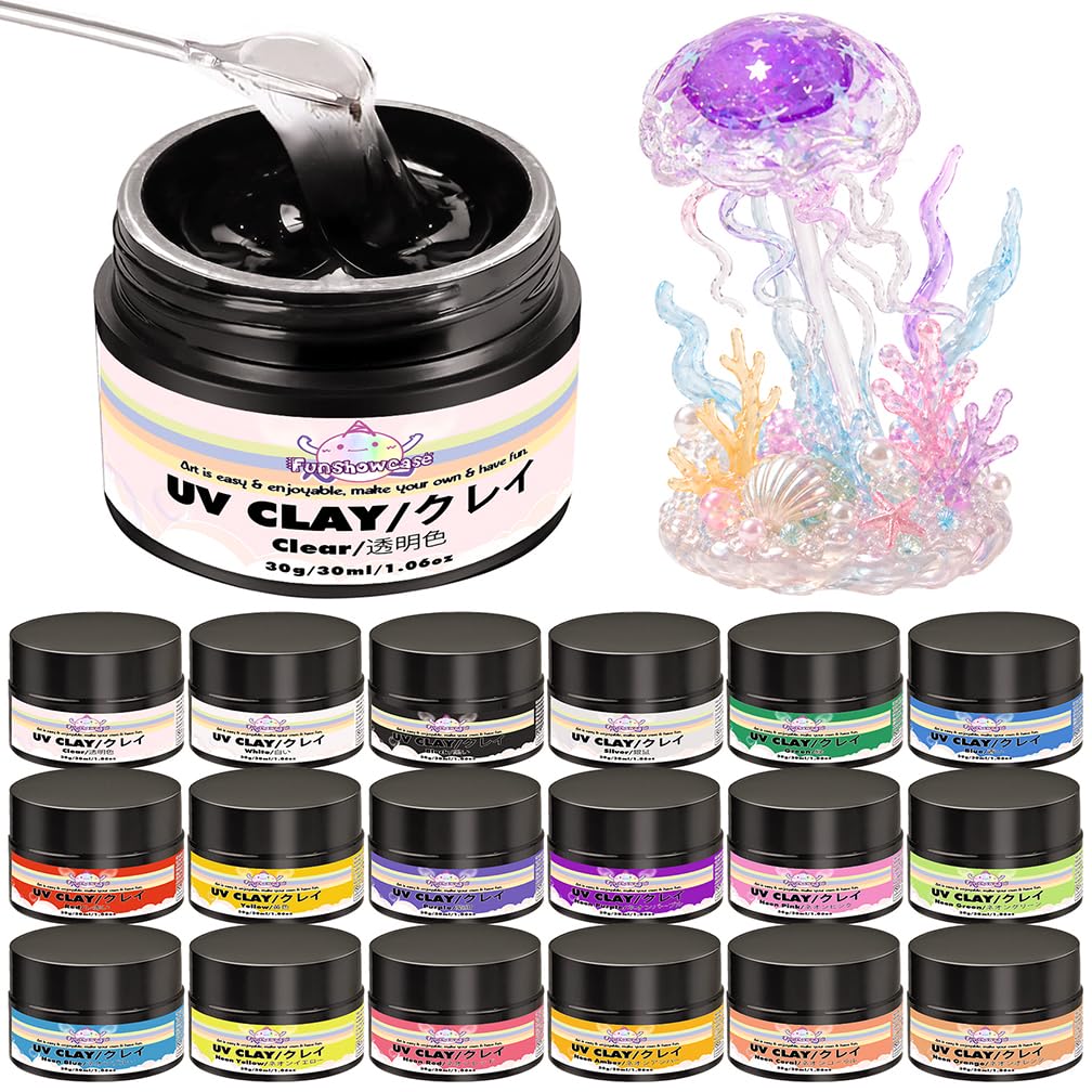 Ensemble d'argile de résine uv de gel moulable de mastic de modélisation 18 couleurs