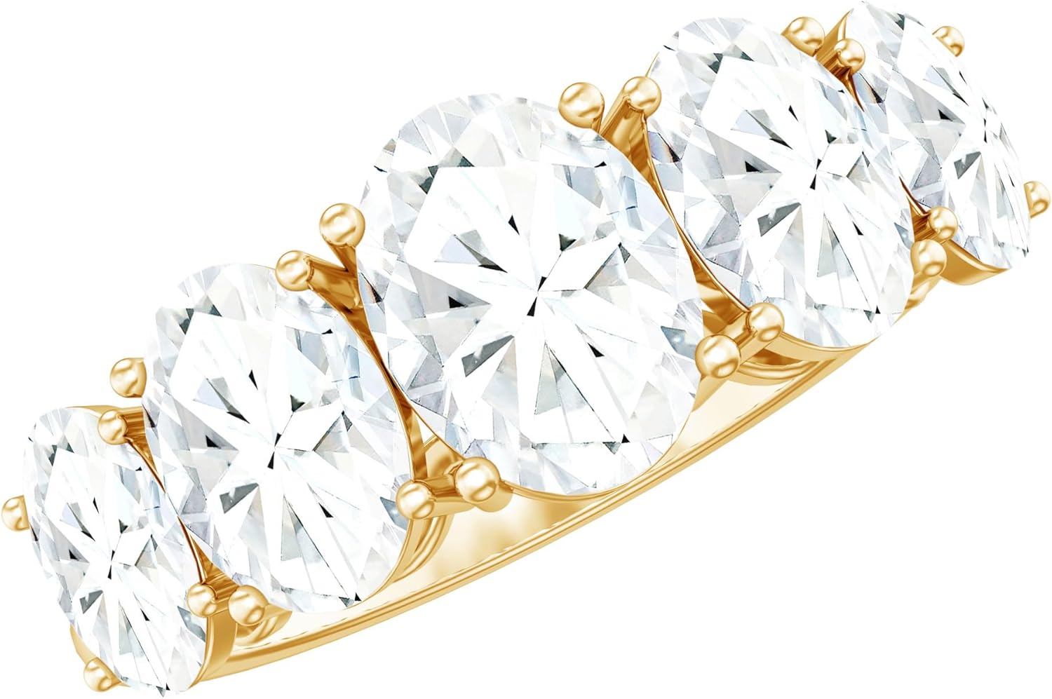 Certified Oval Moissanite Eternity Wedding Band For Women, D-Vs1 Quality, Moissanite 5 Stone Ring - With Jewelry Box