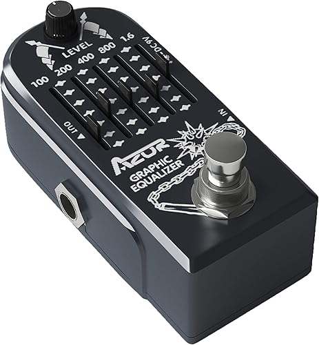 Vista 54 de AZOR Pedal ecualizador de ecualizador de 5 bandas para bajo eléctrico, aleación de aluminio True Bypass Eq bajo