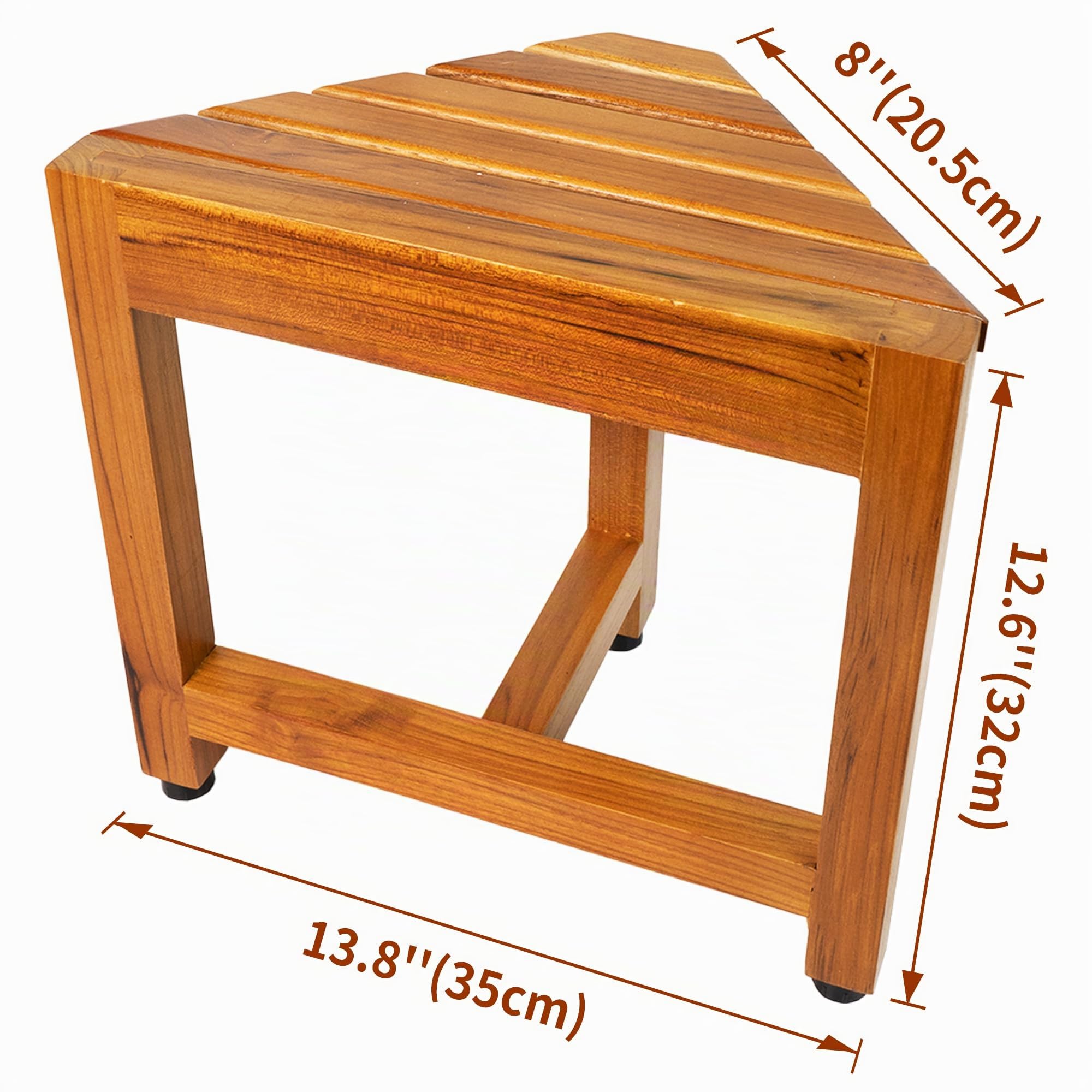 VaeFae Banco esquinero de Ducha de Teca, reposapiés de Madera, Banco de Ducha para Afeitar, Taburete de Ducha de Esquina para Ducha Interior, baño
