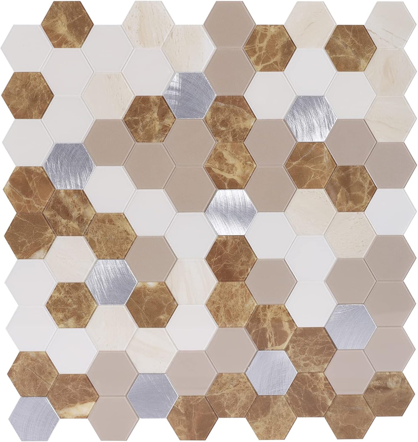 Wallpaper Peel and Stick Tiles Backsplash Bathroom, Stick on Backsplash Tiles for Kitchen Bathroom 11.3"x10.6"(Brown) (10)