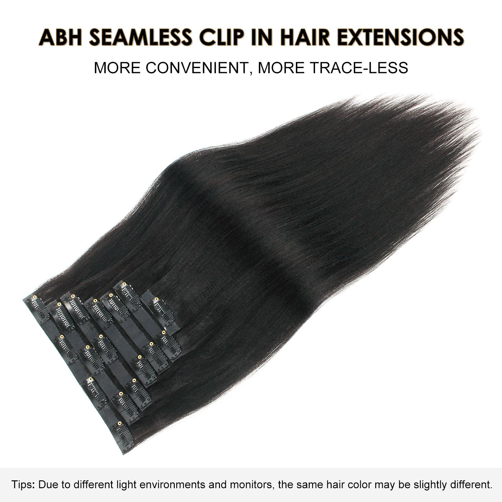 ABH AmazingBeauty Yaki Clip-In Haarverlängerung - 120g, 35.6cm, Schwarz, Für Entspanntes Haar