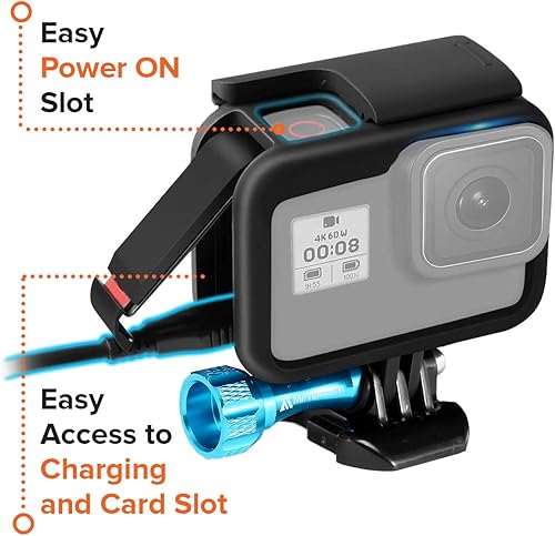 Miniatura 4 de MiPremium Carcasa con marco para GoPro Hero 8, color negro. Kit de accesorios de montaje de jaula protectora con tornillo de aluminio y hebilla