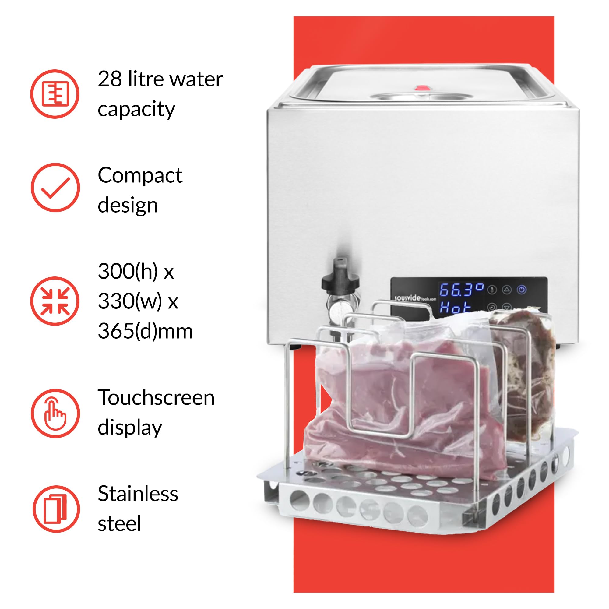 SousVideTools® kompaktes Wasserbad, 28 Liter