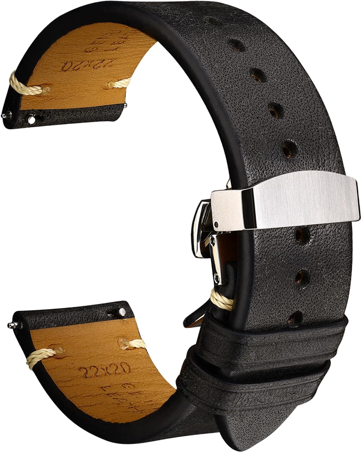 REZERO Leather Watch Straps, Italian Top-Grain Calfskin Watch Bands, Watch Band Replacements with Distressed Matte Finish for Men, Women 18mm 19mm 20mm 21mm 22mm 23mm 24mm