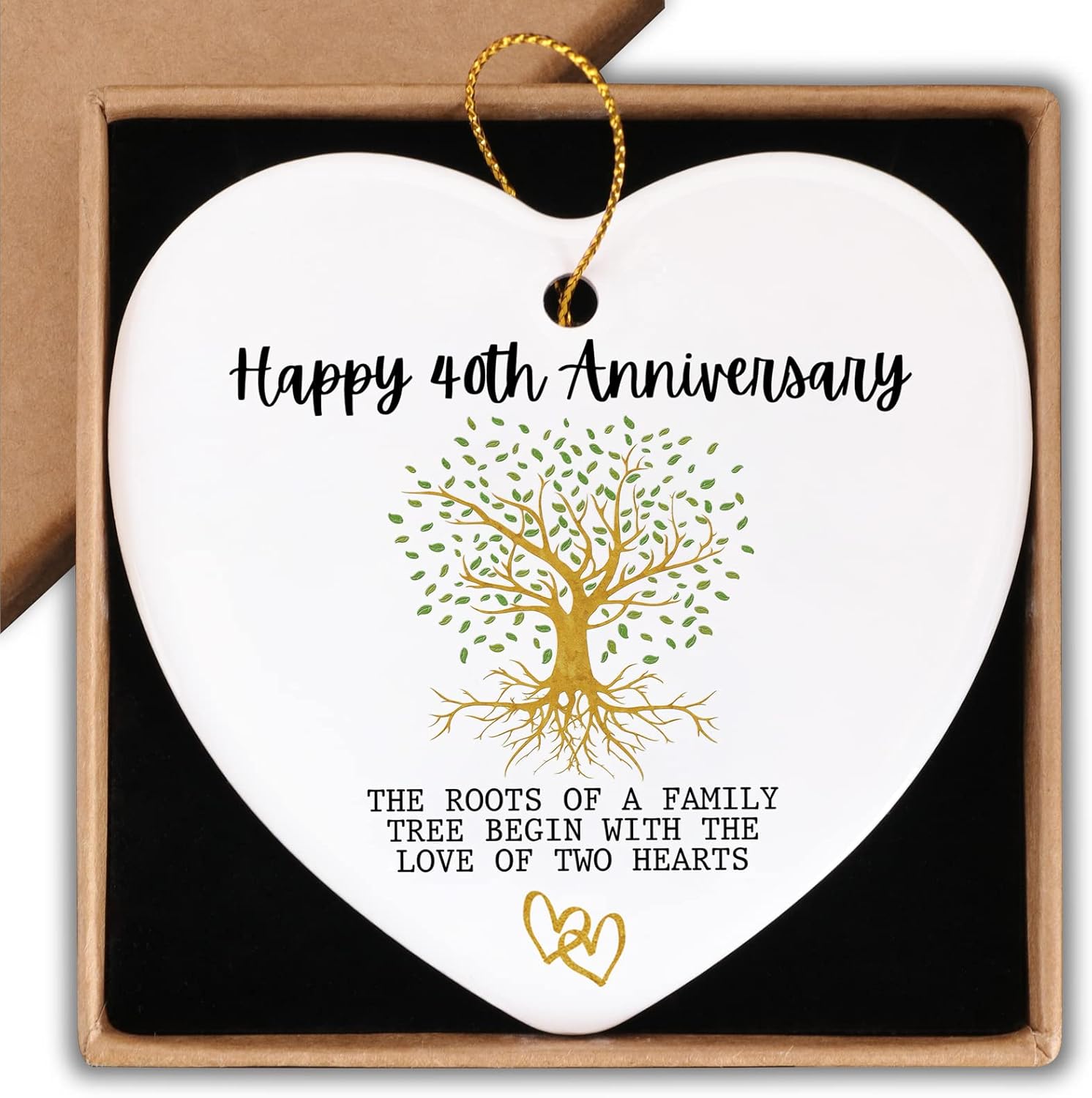 40th Anniversary Marriage Gifts for Couple Happy 40th Anniversary Ornament Keepsake Sign Heart Plaque Anniversary Romantic Couple Wedding Engagement Gifts for Her Him Wife Husband