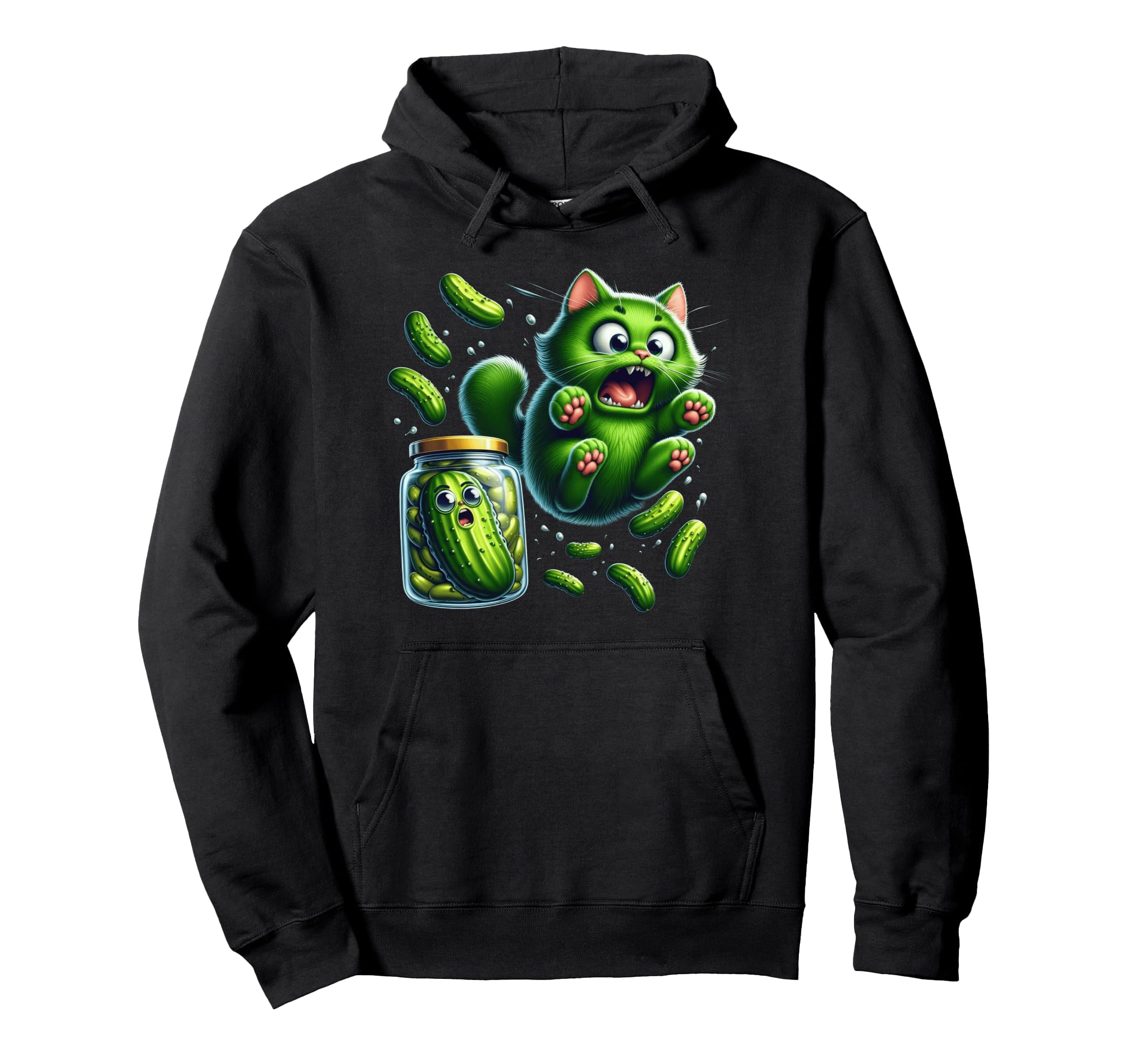Funny Kittens vs Gherkin Pickle Cat Mom Lady Pullover Hoodie