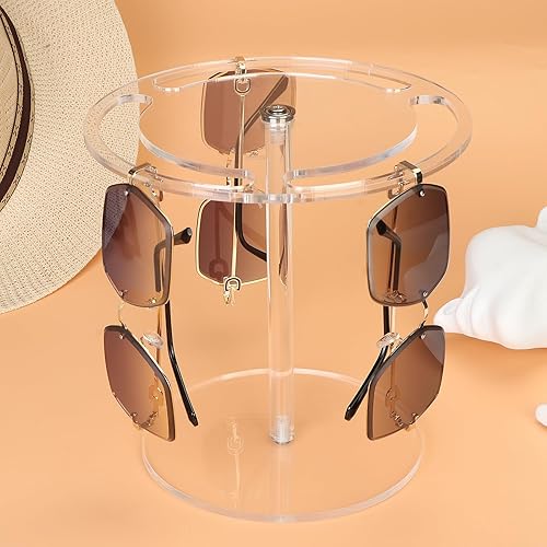 Miniatura 6 de Soporte acrílico para lentes de sol con rotación 360, soporte de exhibición de lentes y organizador de lentes de sol, organizador de gafas de sol de