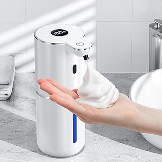 Seifenspender Automatisch mit digitaler Anzeige,380ml Elektrischer Seifenspender mit Sensor,Wandmontage,Berührungslos,USB Wiederaufladbar IPX5 Wasserdicht Schaumseifenspender für Bad,Küche