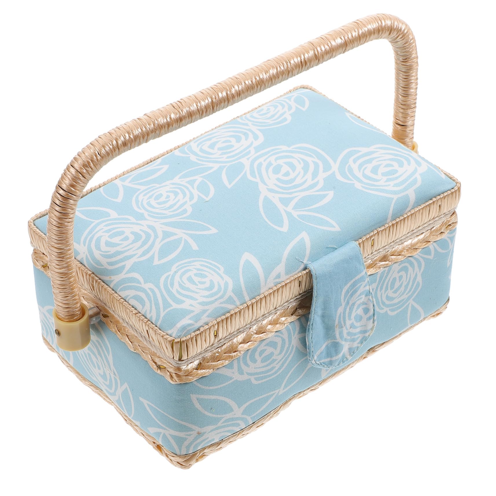 Caja de Costura Portátil Azul y Rosa con Compartimento Organizador Multiusos para Herramientas de Costura y Almacenamiento