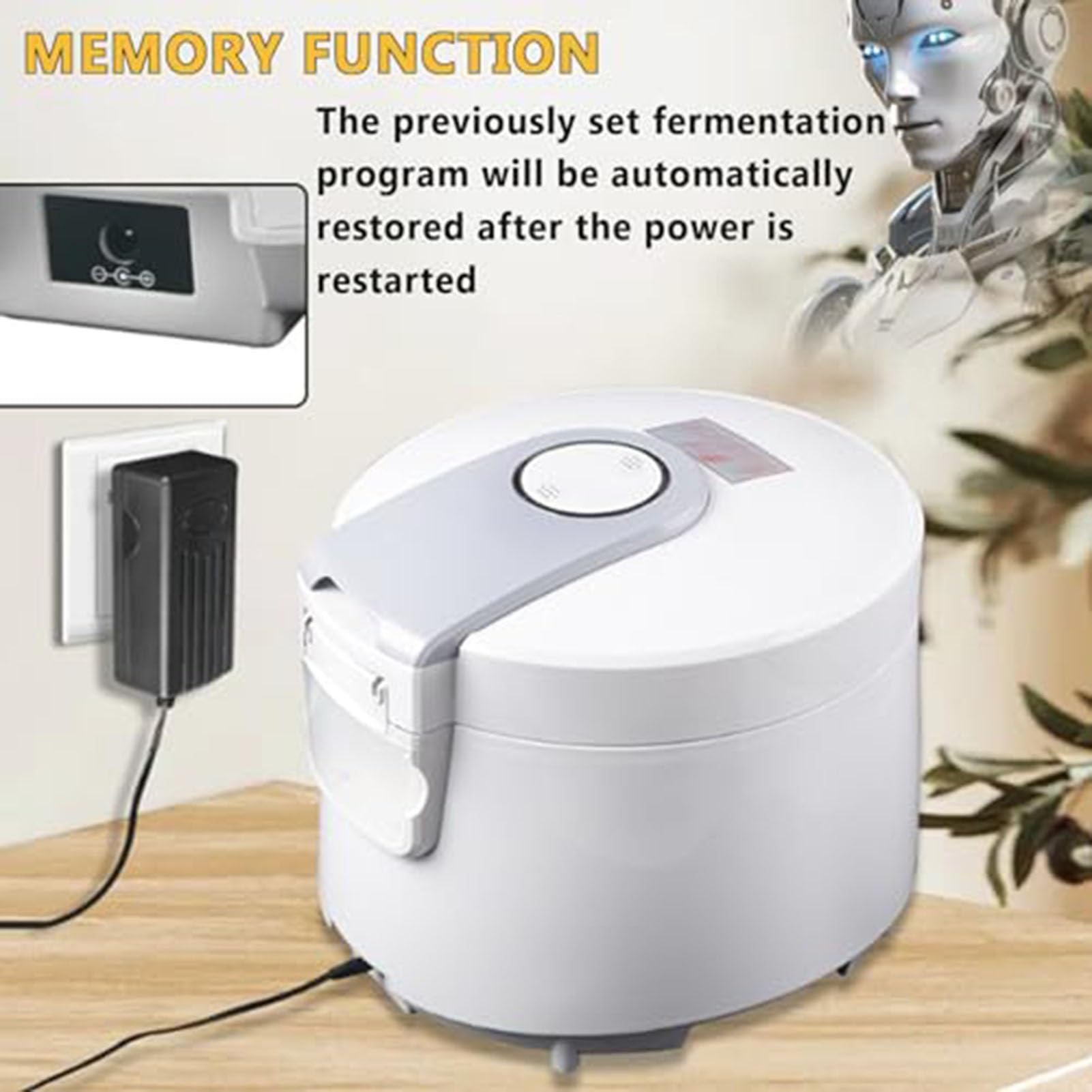 Fermentador Ajo Negro De 5L,Estante Interior 2 Capas,Memoria Apagado (5H)