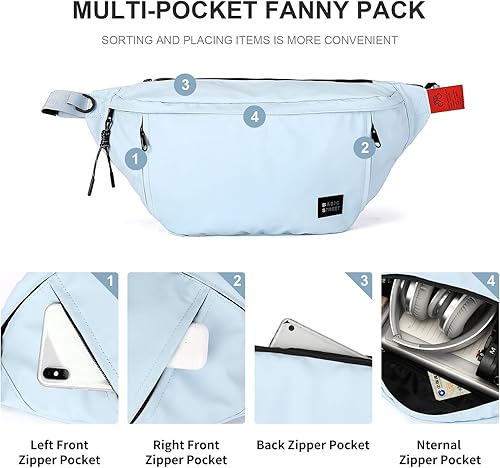 Miniatura 3 de Riñonera grande de talla grande para hombres y mujeres, impermeable, con correa ajustable para viajes, deportes, senderismo, correr, riñonera