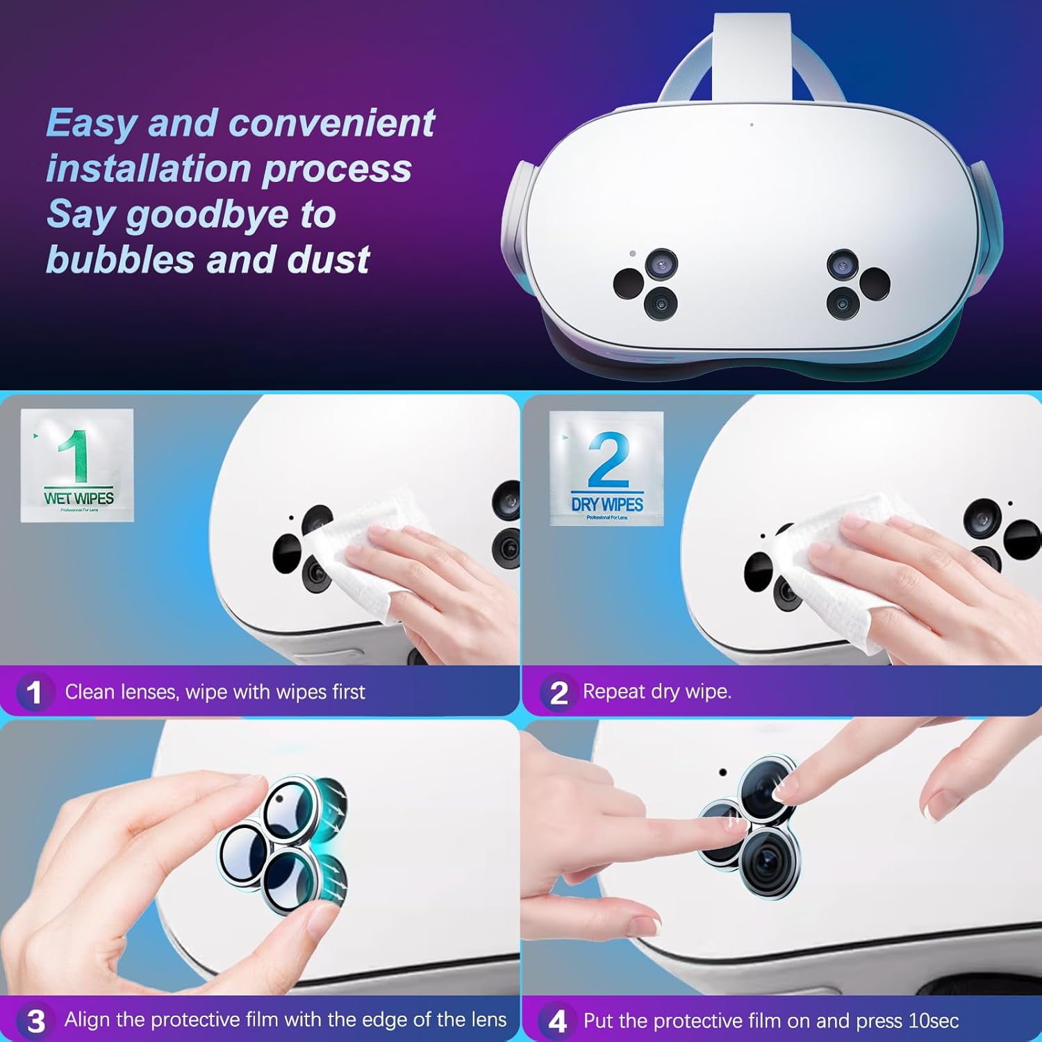 Camera Lens Protector Cover Compatible with Oculus Meta Quest 3S Accessories, One-Piece Design, Thin 9H Tempered Glass, Alloy Frame, Anti-Scratch, High Definition, Full Protection - Image 7