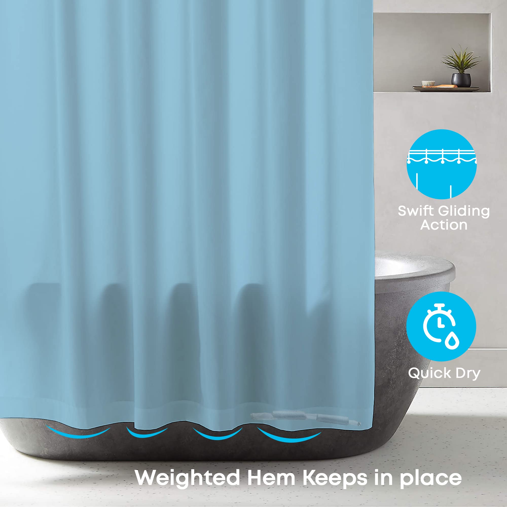 Blue Canyon Plain Shower Curtains, Sky Blue, W 70.9" x L 70.9" (1 Panels) - Image 3