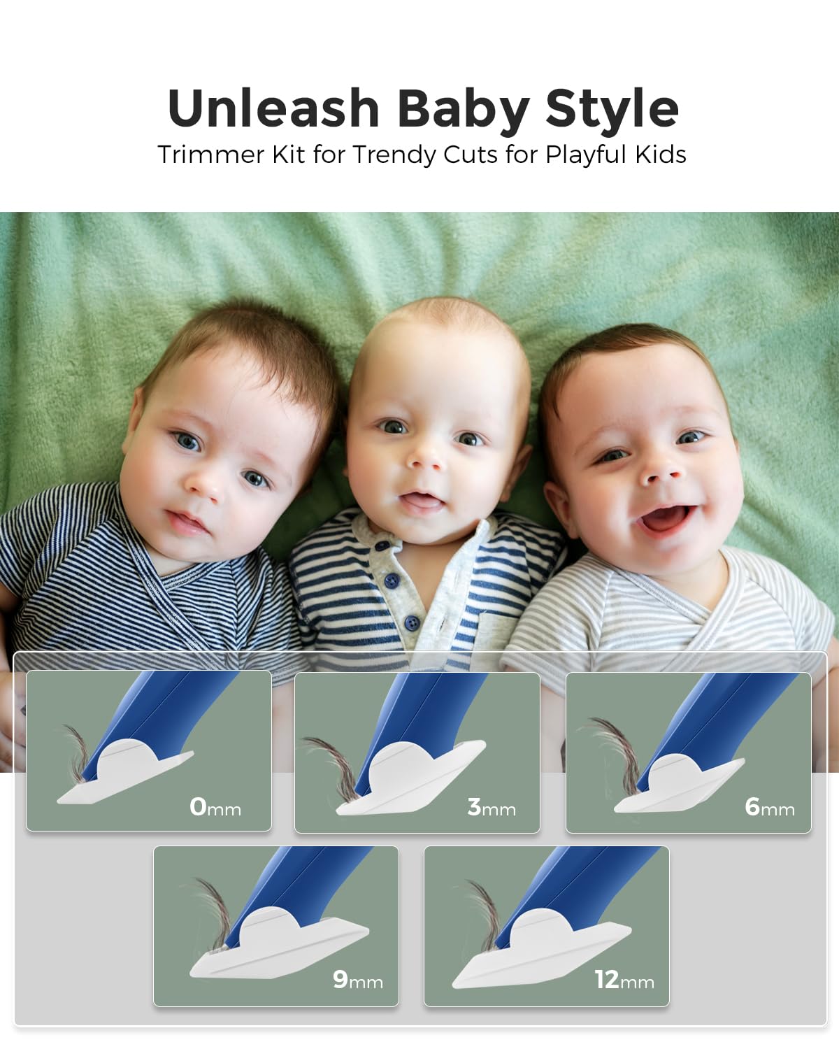 Tondeuse à cheveux pour bébé, silencieuse professionnelle pour enfants et enfants, rechargeable et étanche sans fil Kit de coupe de cheveux
