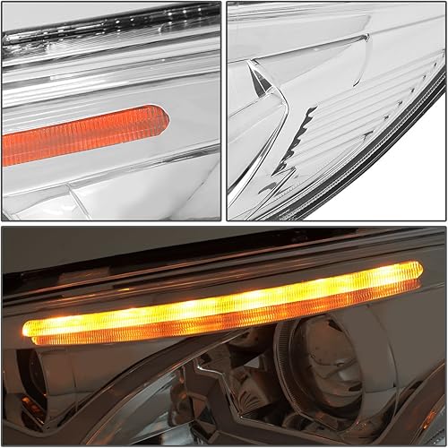 Miniatura 5 de DNA MOTORING Conjunto de faros proyectores compatibles con Ford Focus 2015-2018, carcasa cromadaesquina ámbar, HL-HPL-LED-FF16-CH-AM