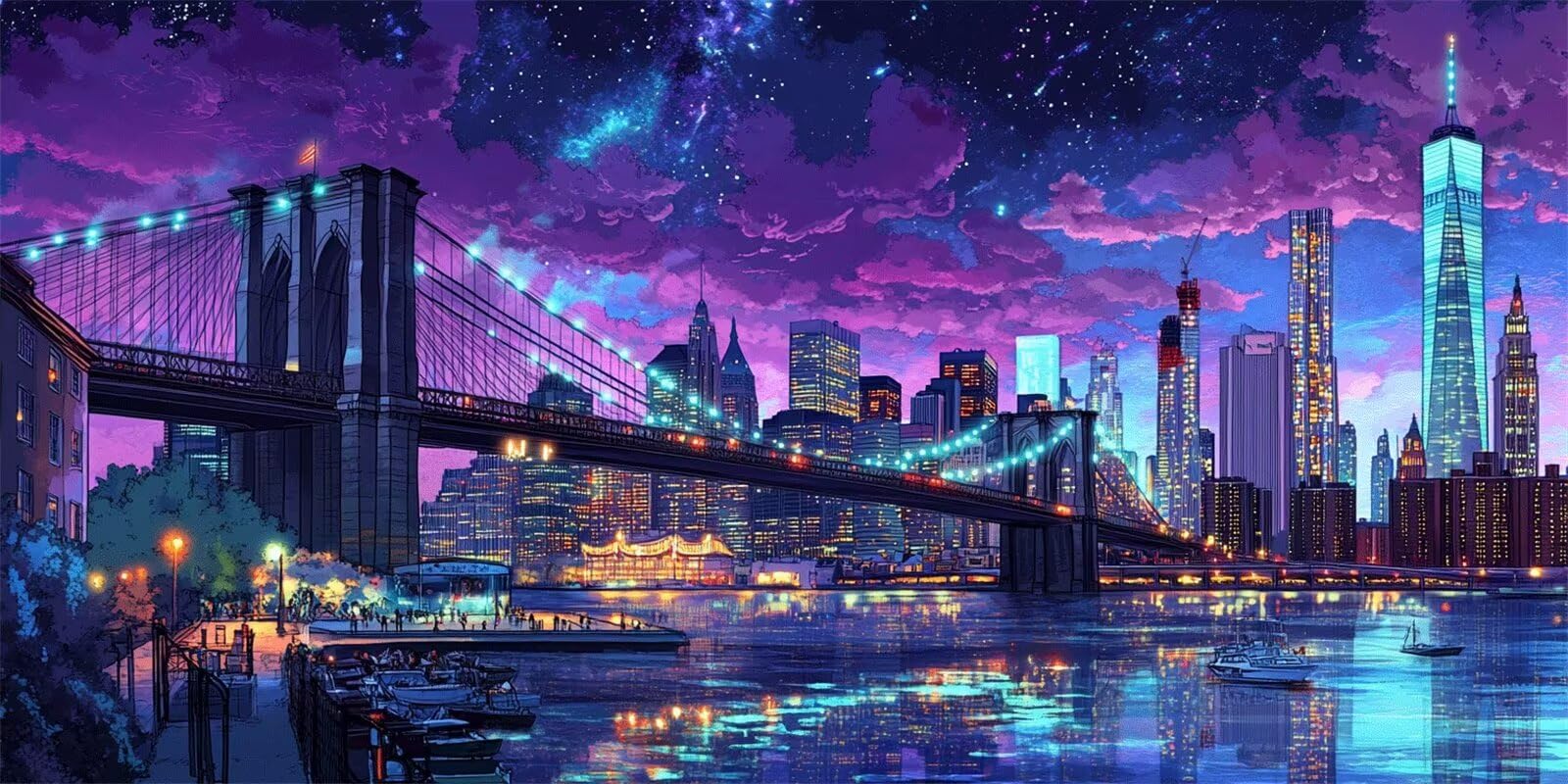 Kits de pintura de diamantes para adultos, ciudad, vista nocturna, kits de pintura artística para principiantes, cuadros de diamante de perforación completa, pinturas artísticas de cristal para