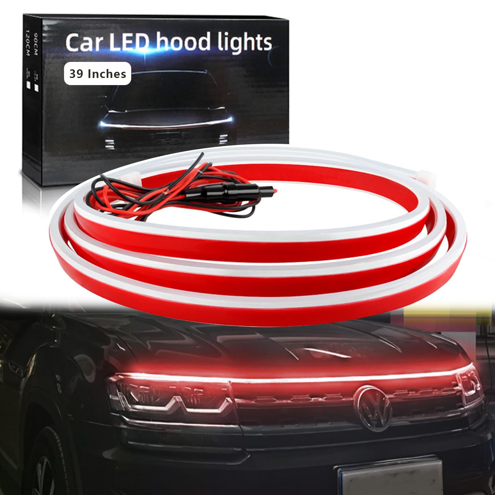 Car Hood Light Strip 180CM White Exterior Car LED Strip Lights for Hood Flexible Waterproof Dynamic Scan DC12V Daytime Running Lights for Cars, SUVs, Trucks — view 40