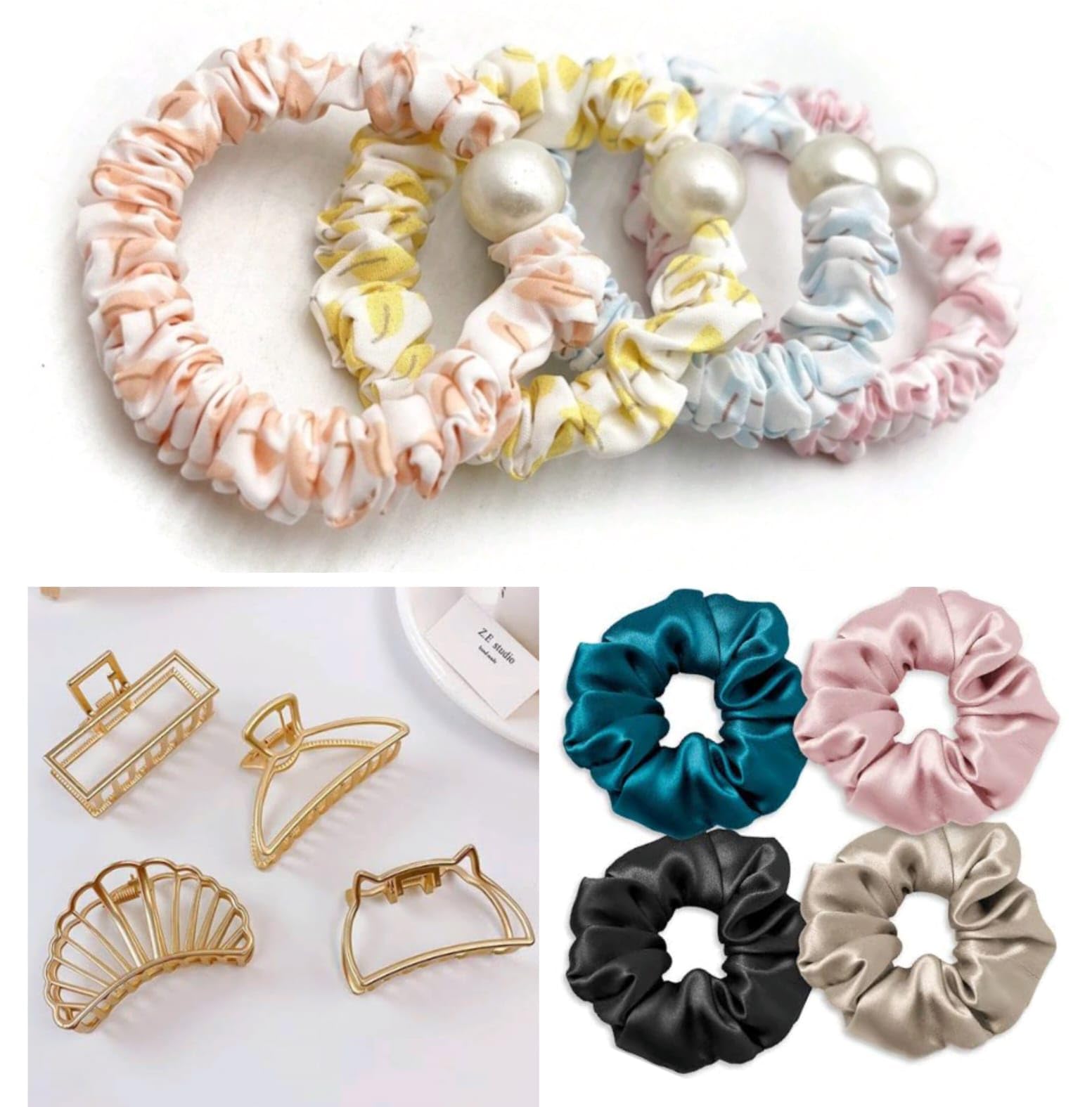 Snowpearl 06 Pieces Stylish Hair Accessories – Pearl Rubber Bands | Hair Scrunchies | Golden Metal Hair Clutcher - Assorted Color & Design for Girls & Women (B0CZXT8VCS) Amazon Price History, Amazon Price Tracker