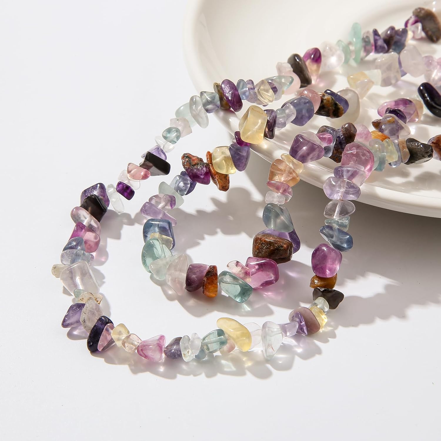 Natural Chip Stone Beads About 200pcs Fluorite Stones 5-8mm Irregular Gemstone Healing Crystal Loose Rocks for Bracelet Necklace Earrings Jewelry Making (Fluorite) - Image 3
