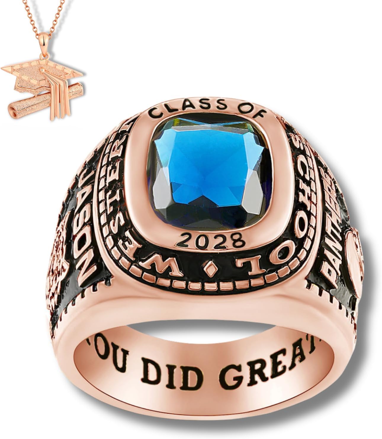 Official Mementos USA Premium American Brand Class Ring for Men – Express 5 Day Option - Classic Collection – Genuine Silenium, 925 Sterling Silver or 10KT Gold – Customized High School College University Class Ring – Graduation Gifts