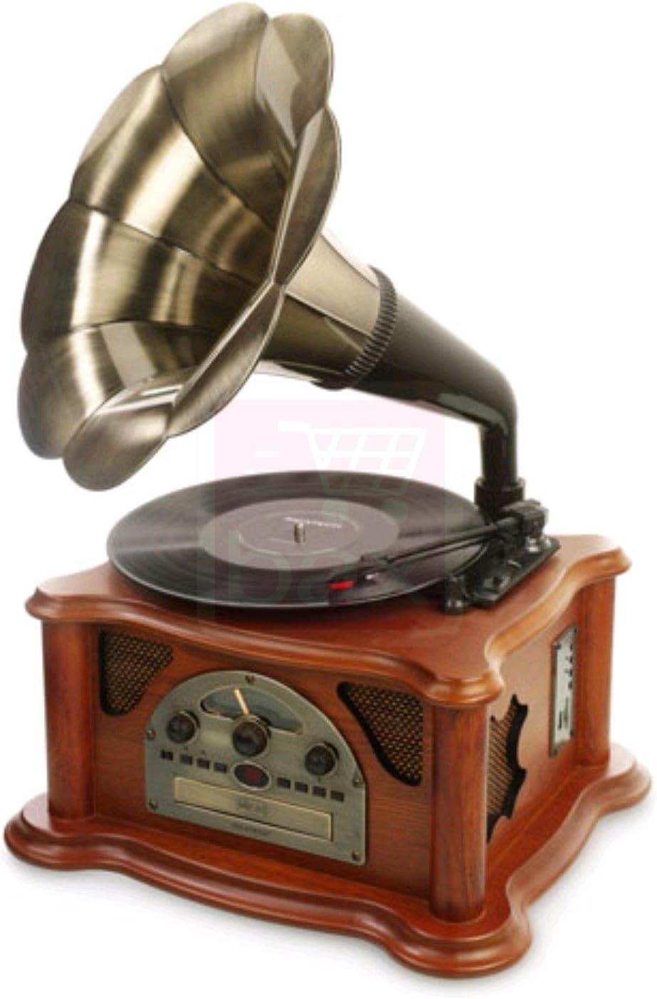 Ricatech RMC350 5 in 1 Music Center | 3 Speed Record Vinyl Turntable with Built-In Stereo Speakers, CD Player, USB & SD Card slot, AM/FM Radio and Line-In
