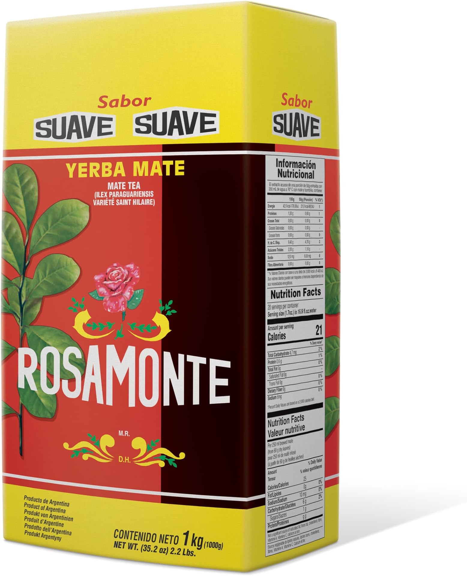 Rosamonte Yerba Mate - Suave (light) 2.2 lbs (1kg)
