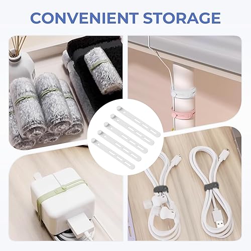 Miniatura 6 de Sujetacables de silicona reutilizables, organizador de cables ajustable para auriculares, cargador de teléfono, cables de computadora, hogar,