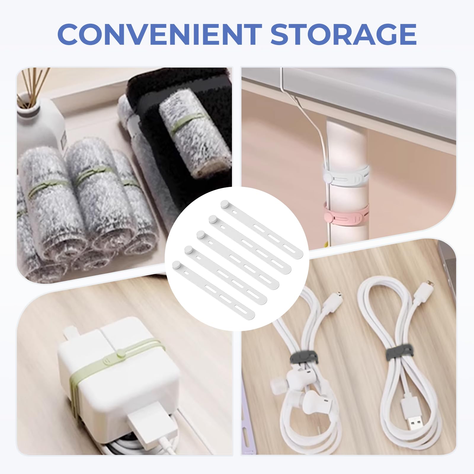 Fascette riutilizzabili in silicone, organizer per cavi regolabili per auricolari, caricabatterie per telefono, cavi del computer, per casa, ufficio, cucina, scuola, 10 pezzi (L+G)