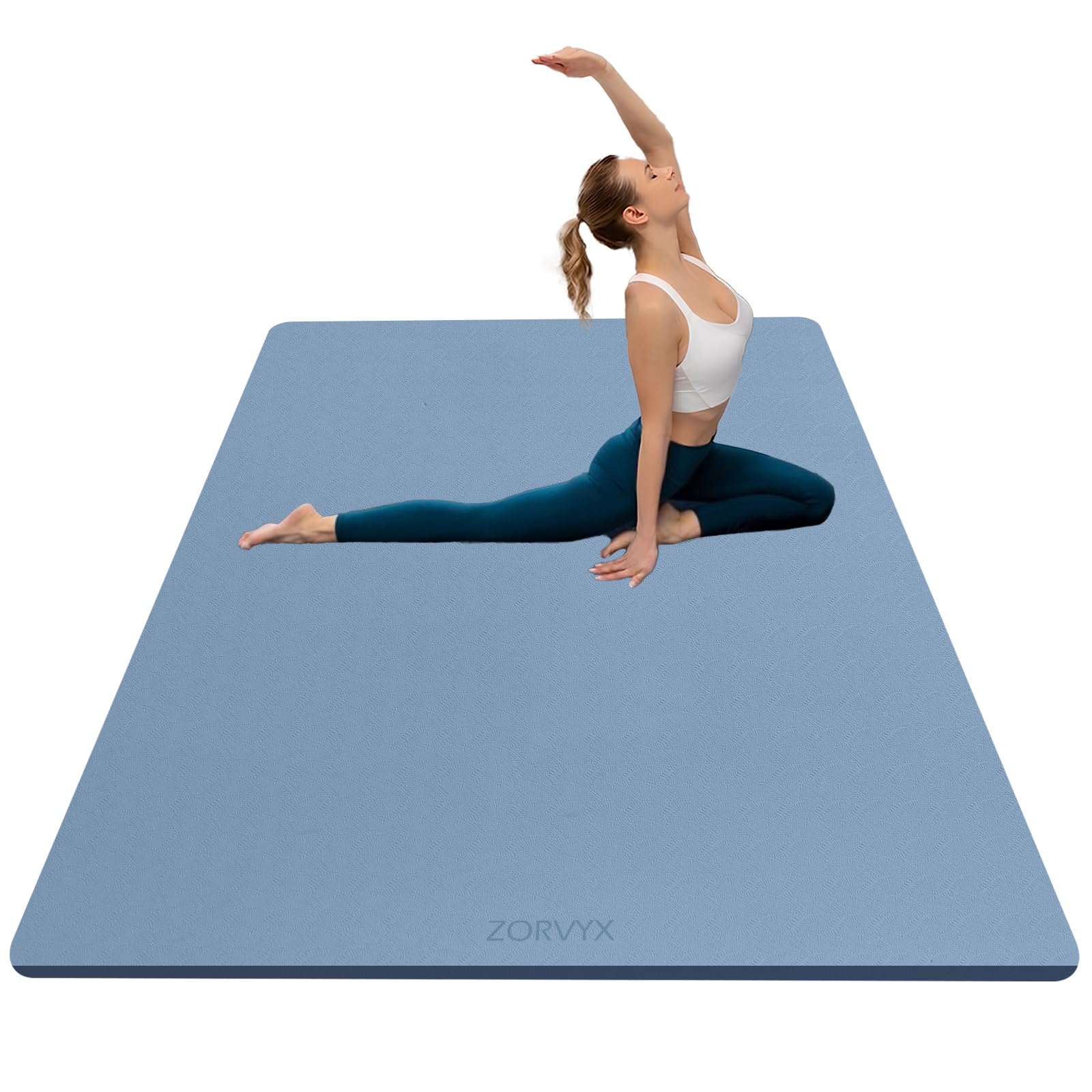 ZORVYX Large Yoga Mat 200×100cm High Density TPE 10mm Thick Exercise Mat for Home, Non Slip Gym Pilates Fitness Workout Mat