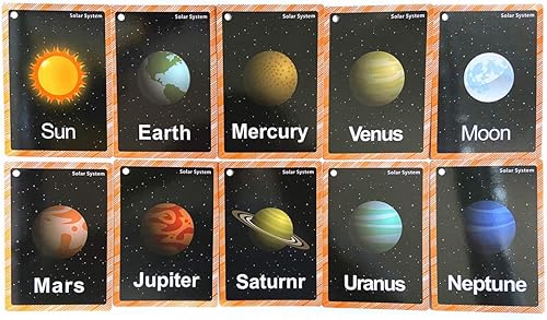 Miniatura 7 de Juego de tarjetas de memoria del sistema solar y de fase lunar para niños pequeños  Tarjeta de aprendizaje para niños y tarjetas de bolsillo
