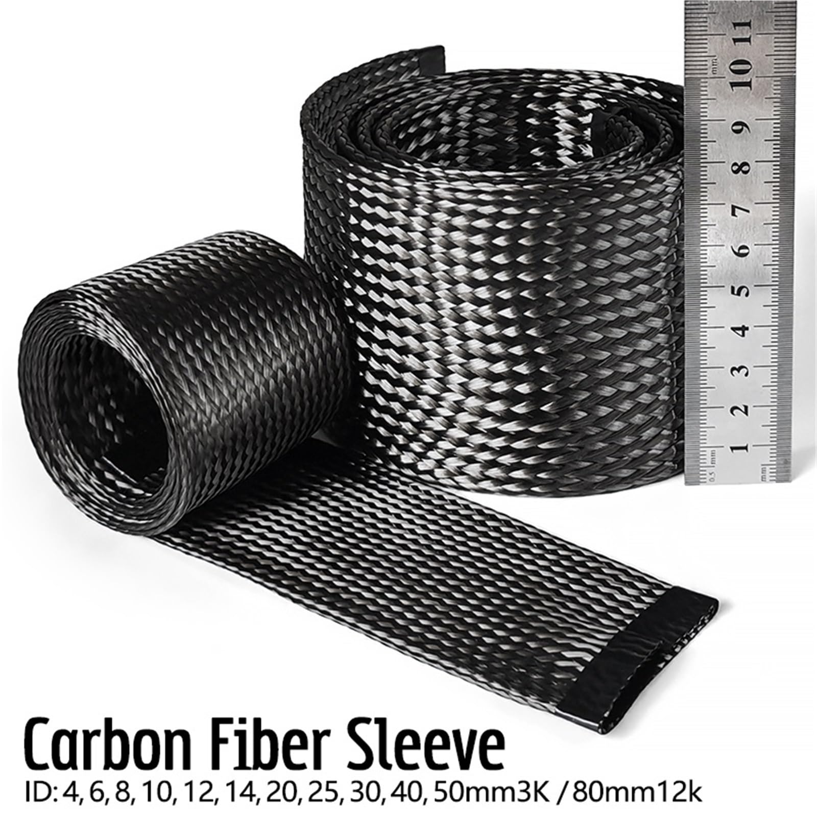 Manguito De Cable Trenzada Manga de protección Alambre Fibra Carbono ID 2-80 mm Tubo Resistente a desgarros Malla Trenzada y liviano Funda De Cable Trenzado Expandible Pet(10mm,5m)