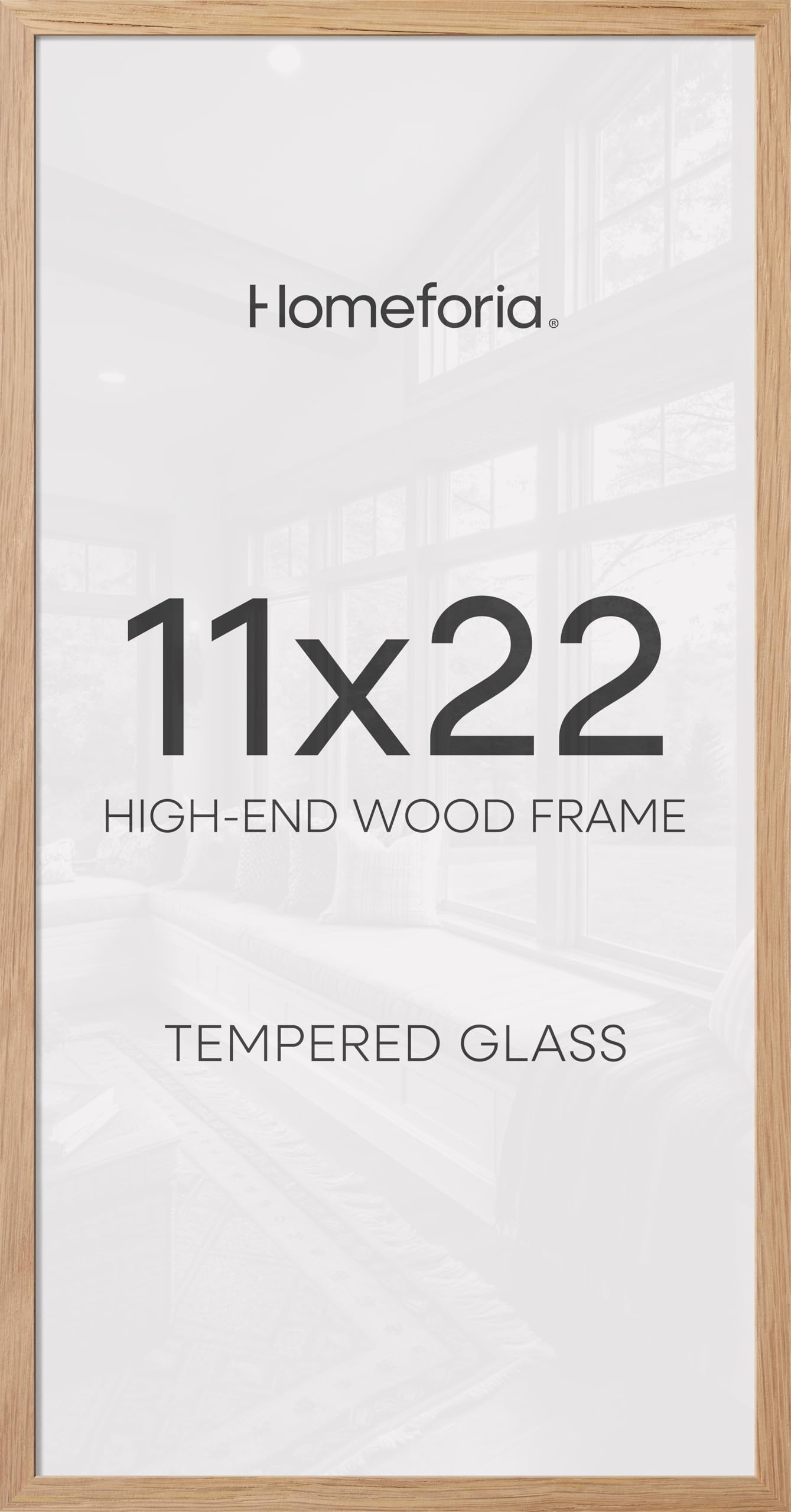 Homeforia 11x22 Natural Oak Newspaper Picture Frame, High-End Wood, Glass | High End Solid Oak Wood, Tempered Glass, 11x22 Edge-to-Edge Display 22x11, Wall Kit, Set Of 3