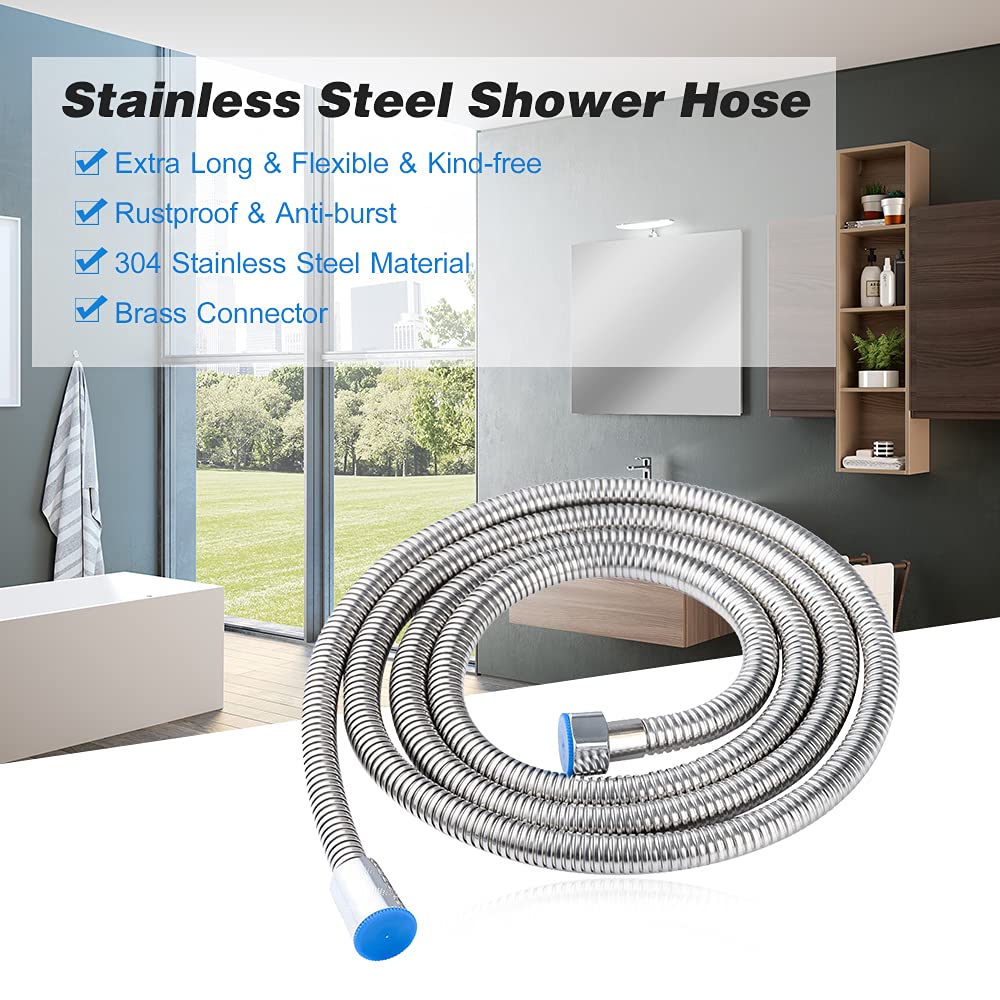 3 Meter Duschschlauch Aus Edelstahl - Extra Lang Mit 1/2 Zoll Anschluss
