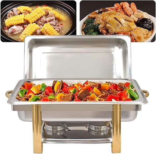 Miniatura 4 de Recipiente de calentamiento de acero inoxidable de 9 L, calentador de alimentos, calentador de alimentos, estufa de buffet rectangular, juegos de