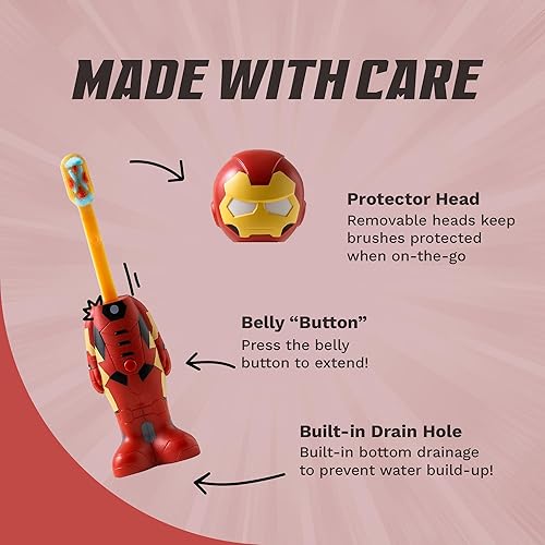 Miniatura 4 de Brush Buddies Marvel Iron Man - Cepillo de dientes para niños, cerdas suaves y redondeadas, cepillo de dientes Poppin' Fun para niños, cepillo de