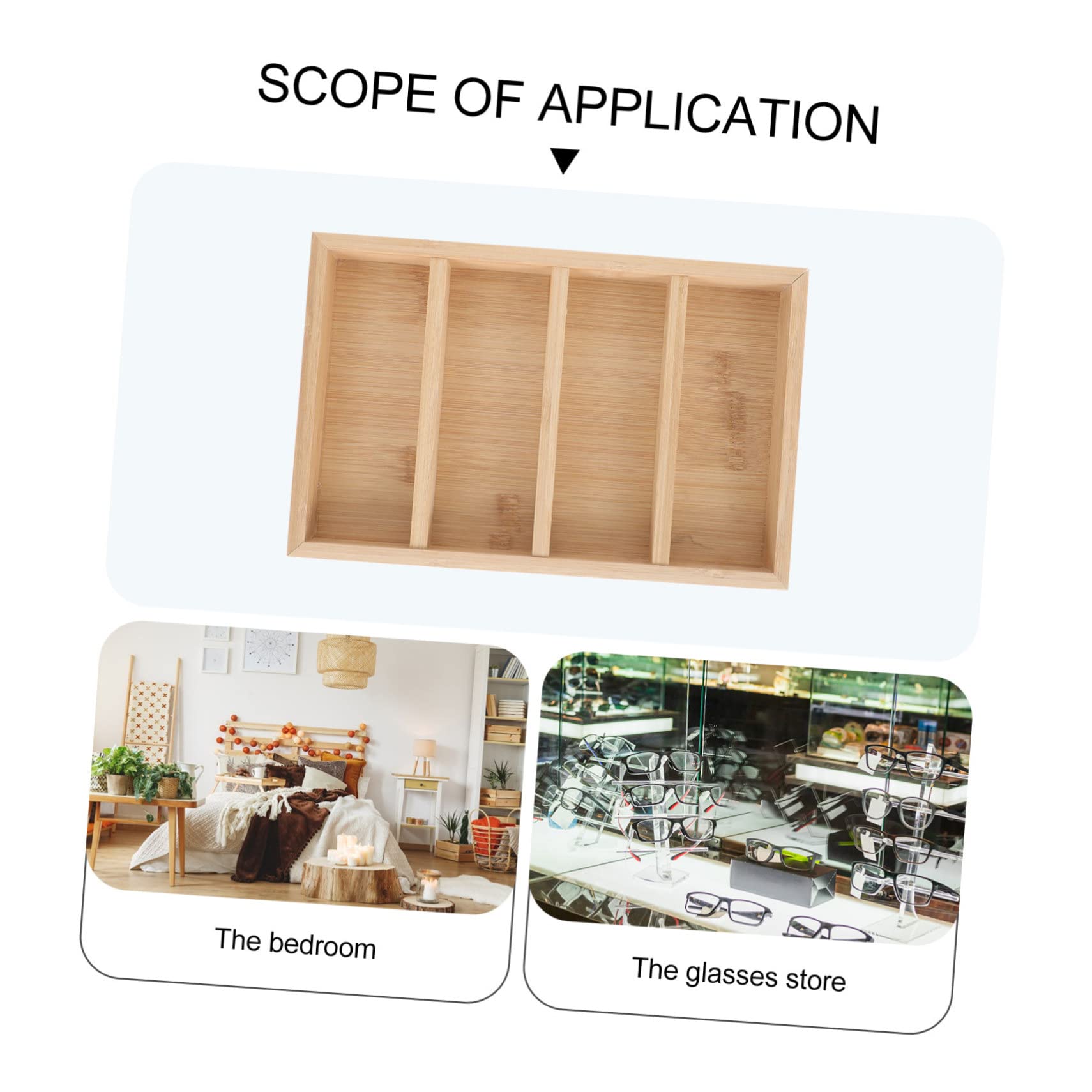 FRCOLOR Wooden Glasses Case Creative Storage Tray Display Rack Home Organizing 4 Compartment Eyeglass Holder