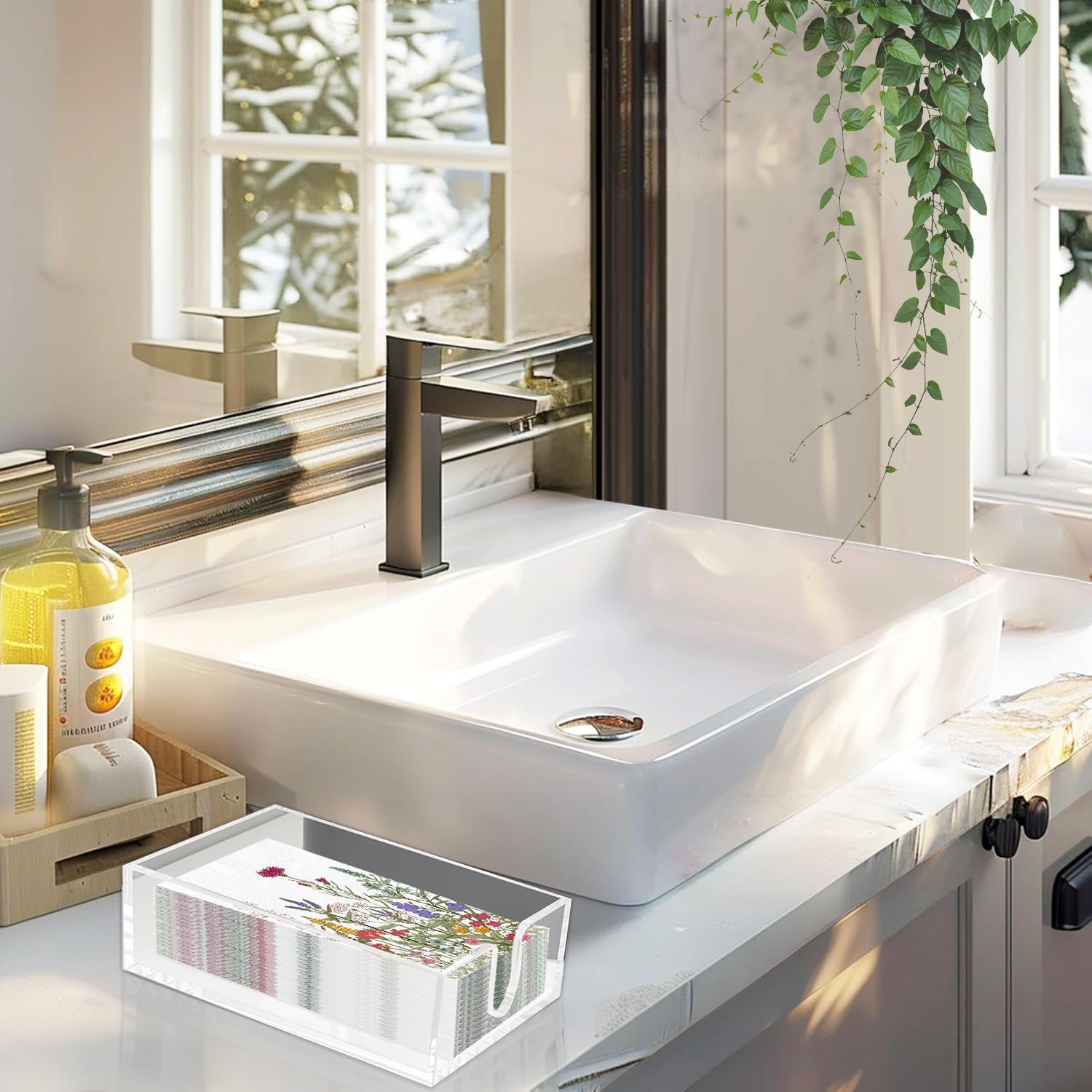 200 Flowers Paper Napkins Disposable Floral Guest Paper Napkins Decorative Hand Towels Cocktail Napkins Guest Hand Towels for Bathroom Wedding Birthday Party Baby Shower Lunch Dinner Kitchen