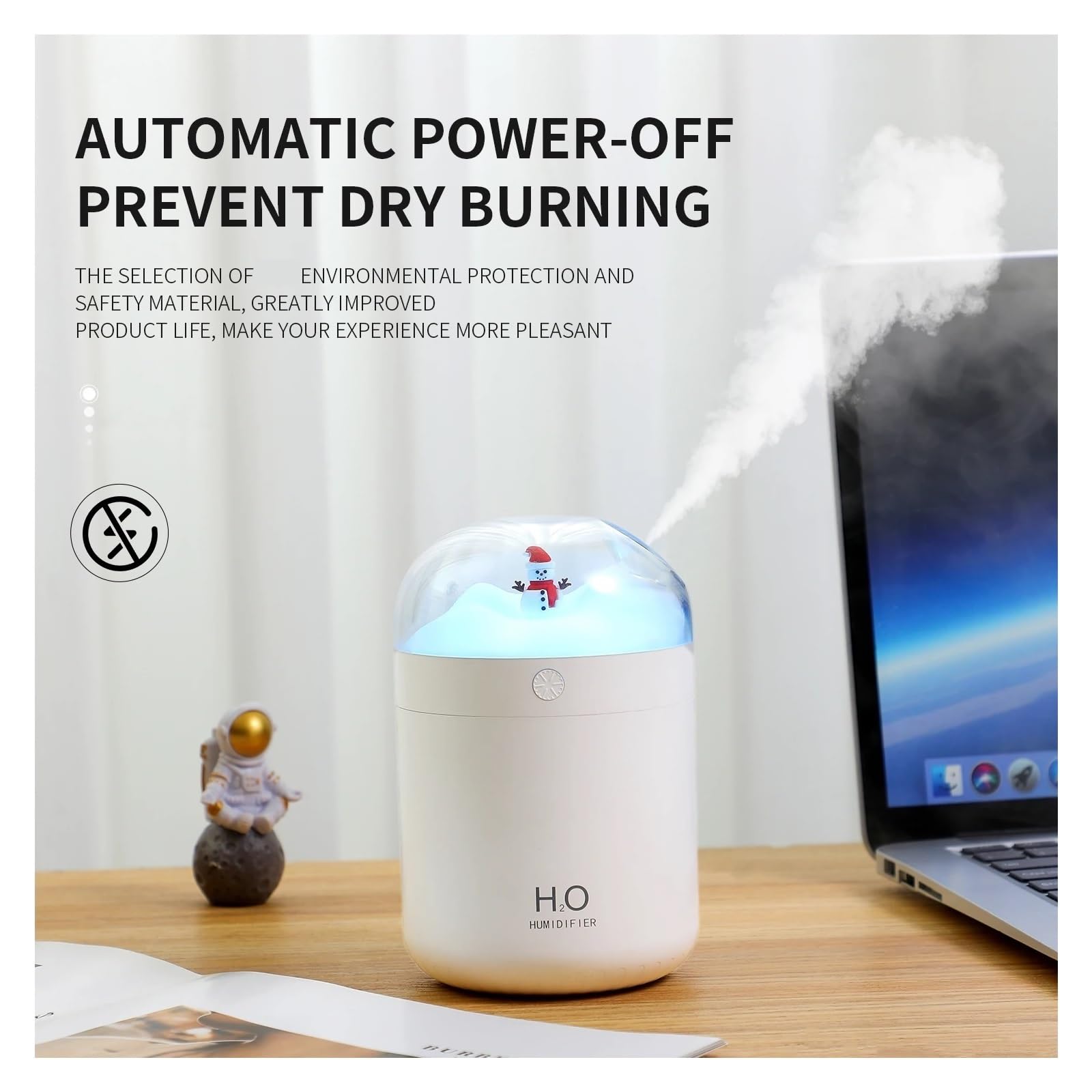 Humidificador, Humidificador De Aire Portátil Ultrasónico Frío, Eativo, Inalámbrico, Funcionamiento Silencioso, For Dormitorio, Coche Y Oficina,para hogar y oficina(White)