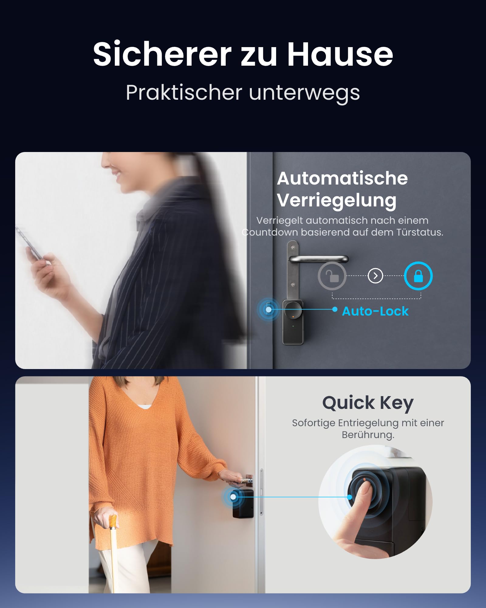 SwitchBot WLAN Smart Lock Pro mit Touchscreen-Tastatur, Matter Over WiFi, Elektronisches Türschloss Mit Aufladbarem Akku, Türöffner per App, Fingerprint, Code, Alexa, Google, unterstützt Apple Home