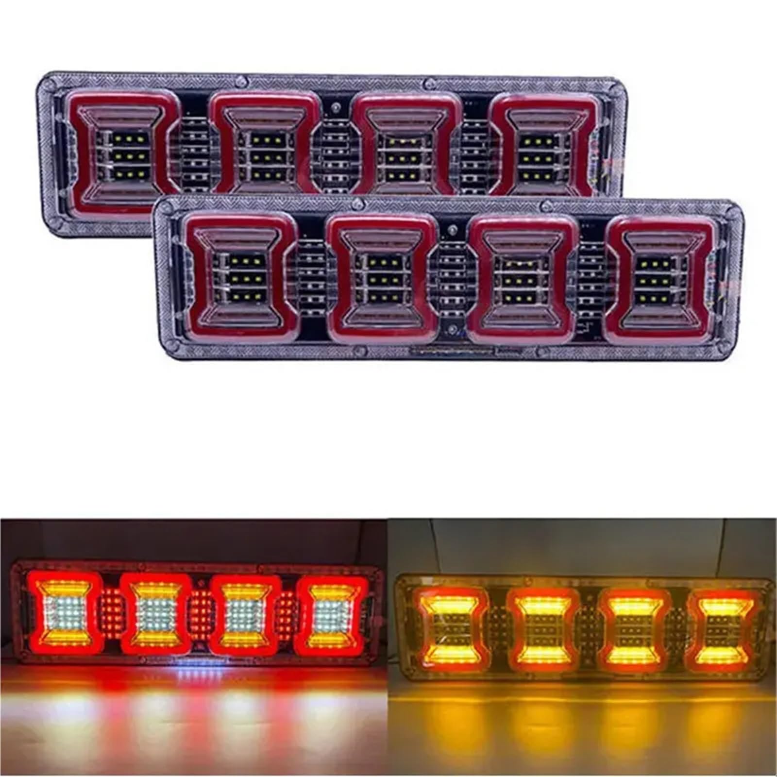 Piloto Posterior Coche para Caravana Autobús Freno Marcha Atrás Lámpara 2x46 Cm Impermeable LED Camión Remolque Camión Luz Trasera Luz Advertencia Luz Trasera Parada Faros Traseros(2X46cm,24V)